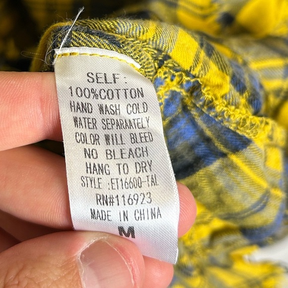 TALULAH Yellow Blue Plaid Shirt Button Down Granola girl Fall M Cotton Cowgirl - Picture 10 of 11